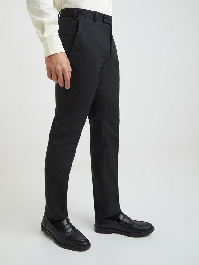 Raymond Men Grey Structure Slim Fit Polyester Blend Trouser