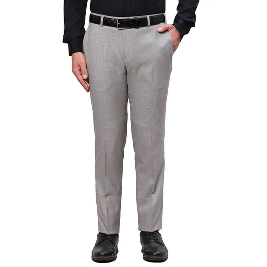 Raymond Men Grey Structure Slim Fit Polyester Blend Trouser