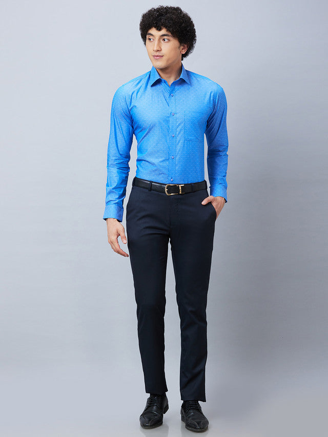 Raymond Blue Solid Slim Fit Polyester Blend Trouser