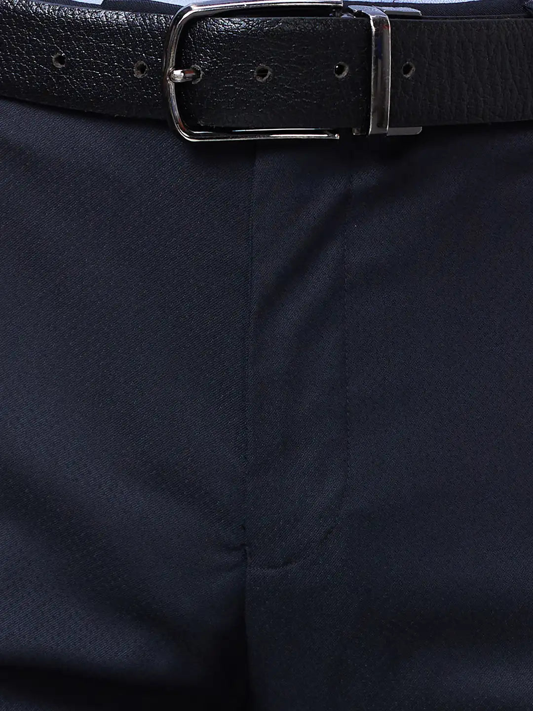 Raymond Men Blue Solid Slim Fit Polyester Blend Trousers
