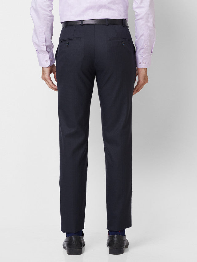Raymond Men Blue Checks Slim Fit Polyester Blend Trouser