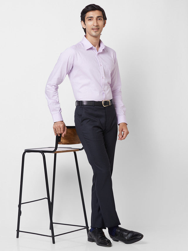 Raymond Men Blue Checks Slim Fit Polyester Blend Trouser