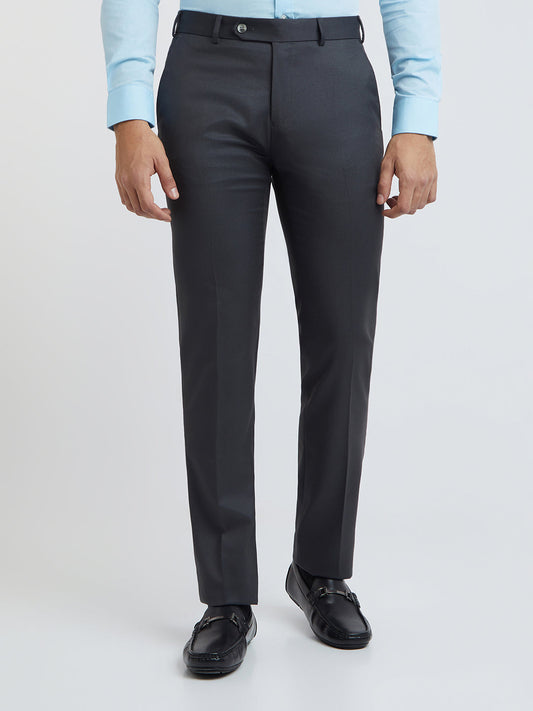 Raymond Men Grey Solid Slim Fit Polyester Blend Trouser
