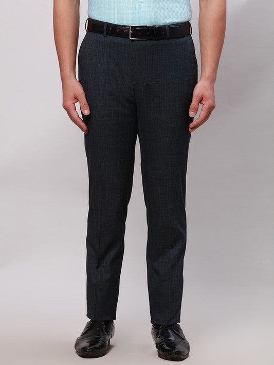 Raymond Men Blue Checkered Slim Fit Trouser
