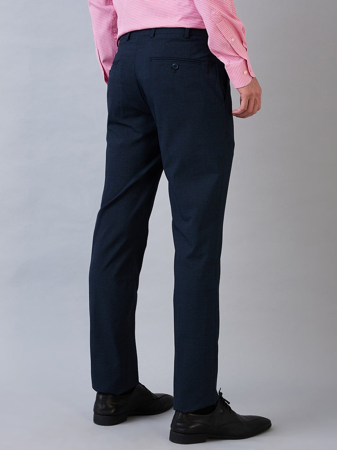 Raymond Men Blue Solid Slim Fit Polyester Blend Trouser
