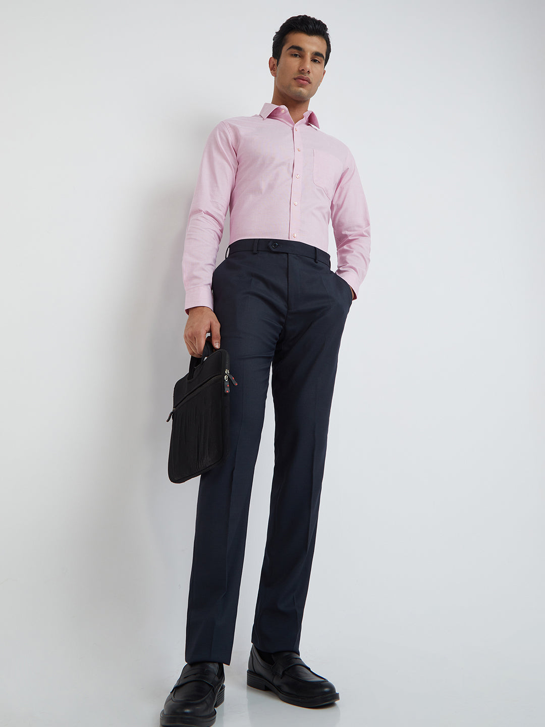 Raymond Men Blue Structure Slim Fit Polyester Blend Trouser