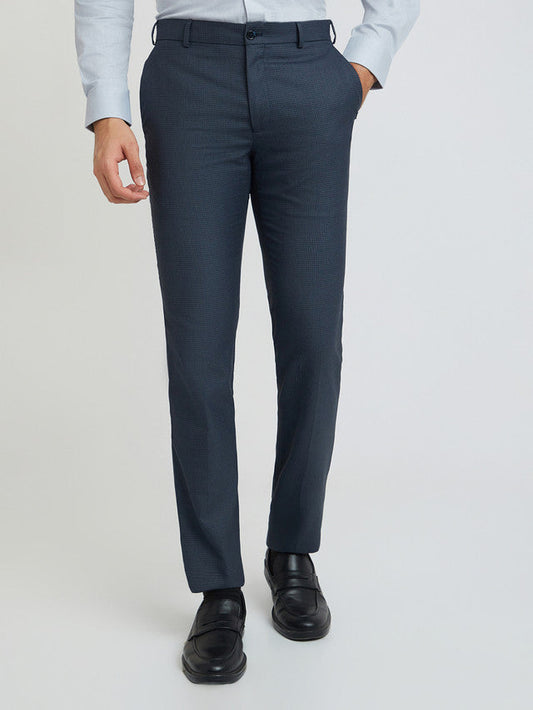 Raymond Blue Structure Slim Fit Polyester Blend Trouser