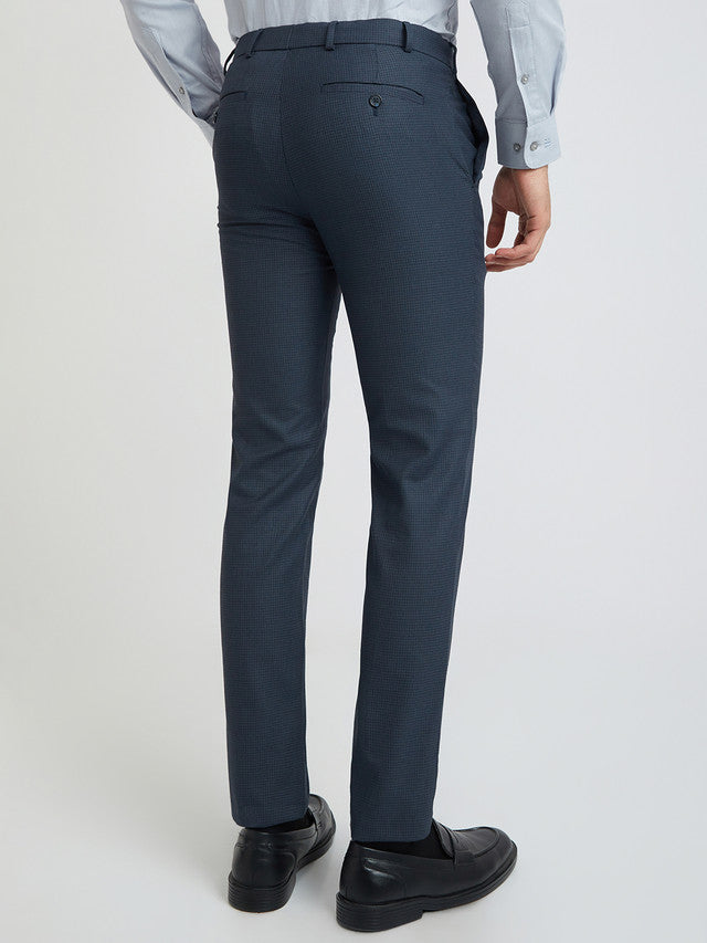 Raymond Blue Structure Slim Fit Polyester Blend Trouser