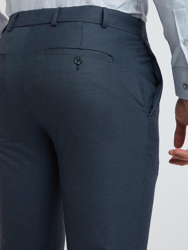 Raymond Blue Structure Slim Fit Polyester Blend Trouser