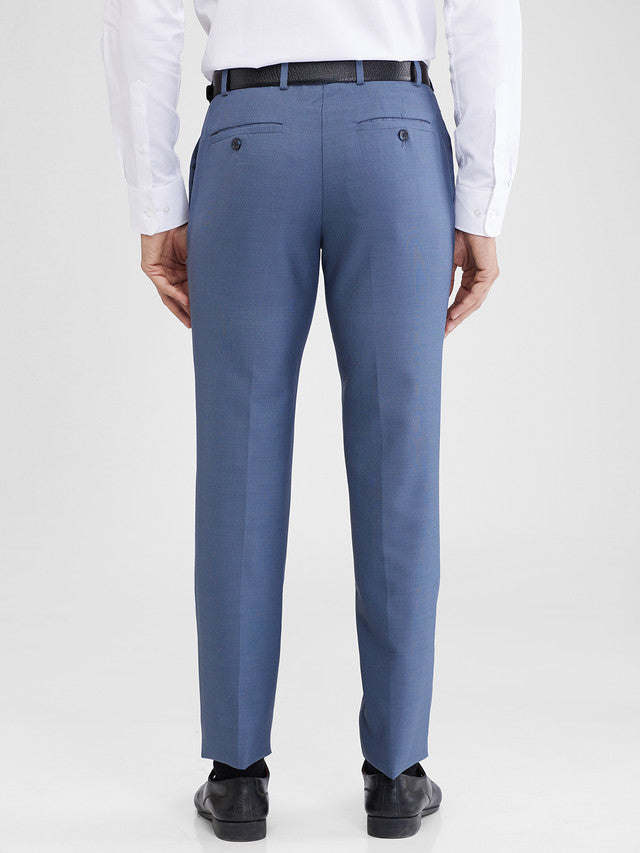 Raymond Blue Structure Slim Fit Polyester Blend Trouser