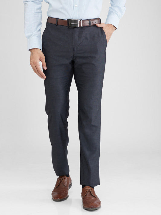 Raymond Black Structure Slim Fit Polyester Blend Trouser