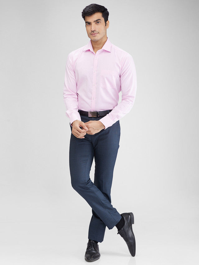 Raymond Blue Checks Slim Fit Polyester Blend Trouser