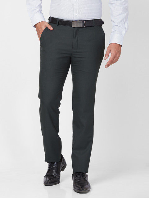 Raymond Men Green Slim Fit Solid Trouser