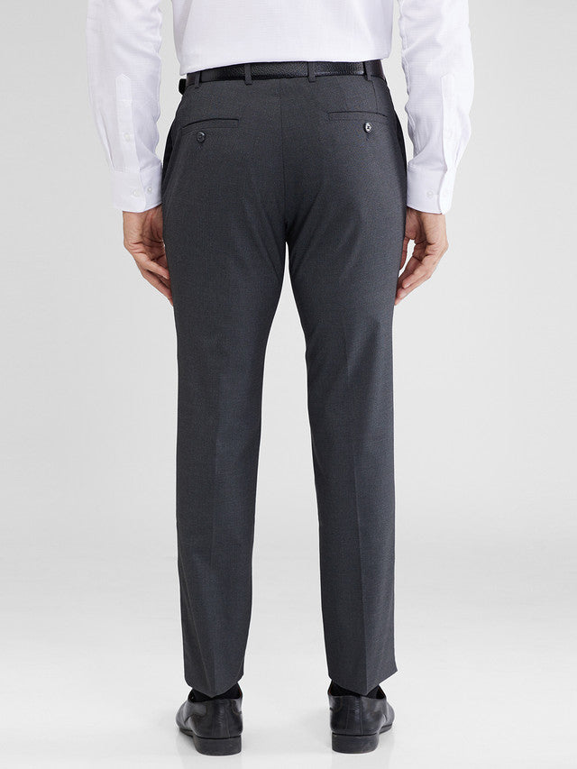 Raymond Grey Structure Slim Fit Polyester Blend Trouser