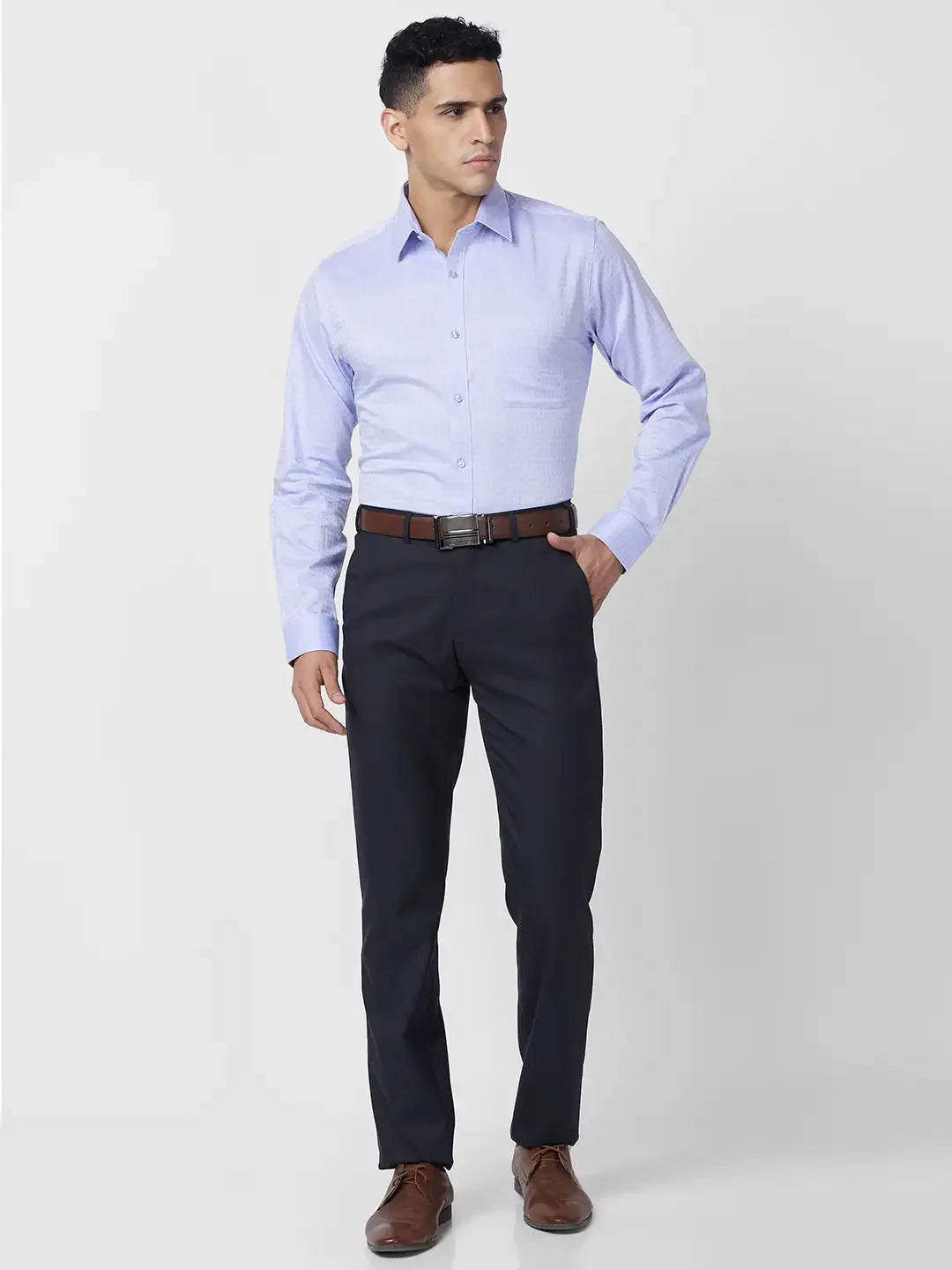 Raymond Men Blue Structure Slim Fit Polyester Blend Trouser