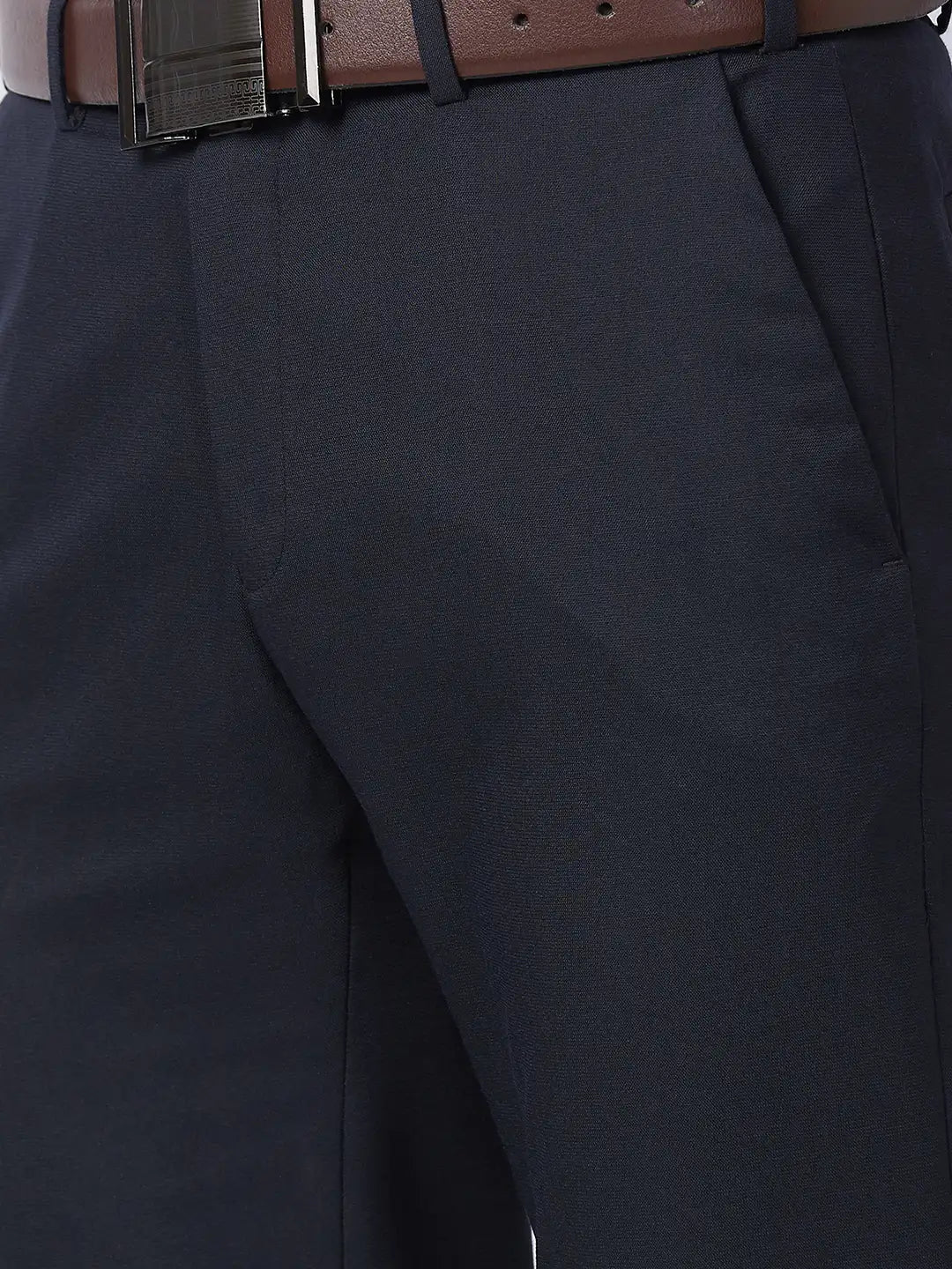 Raymond Men Blue Structure Slim Fit Polyester Blend Trouser