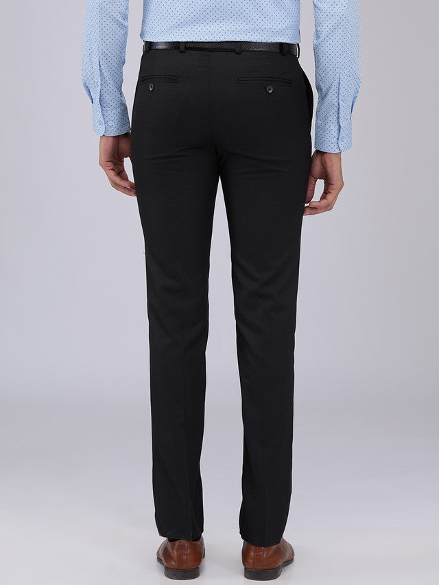 Raymond Men Black Structure Slim Fit Polyester Blend Trouser
