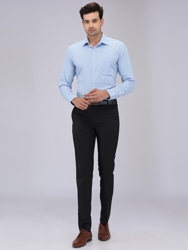 Raymond Men Black Structure Slim Fit Polyester Blend Trouser