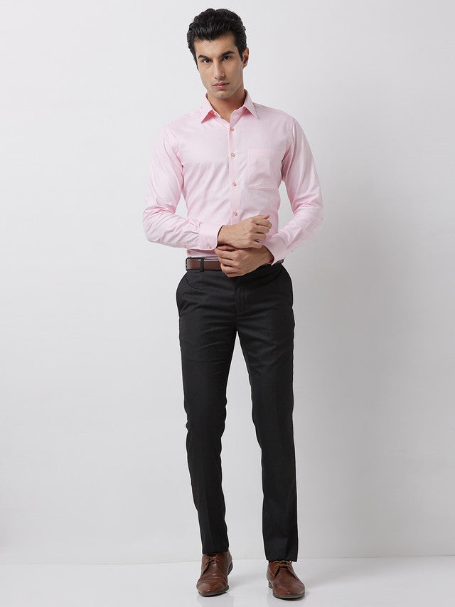 Raymond Men Grey Solid Slim Fit Polyester Blend Trouser