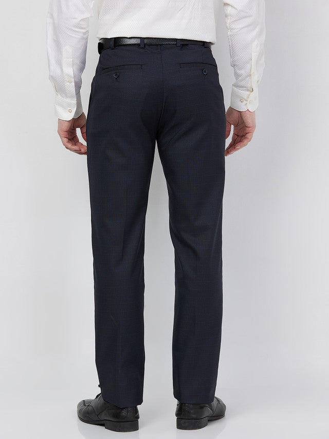 Raymond Men Blue Structure Slim Fit Polyester Blend Trouser