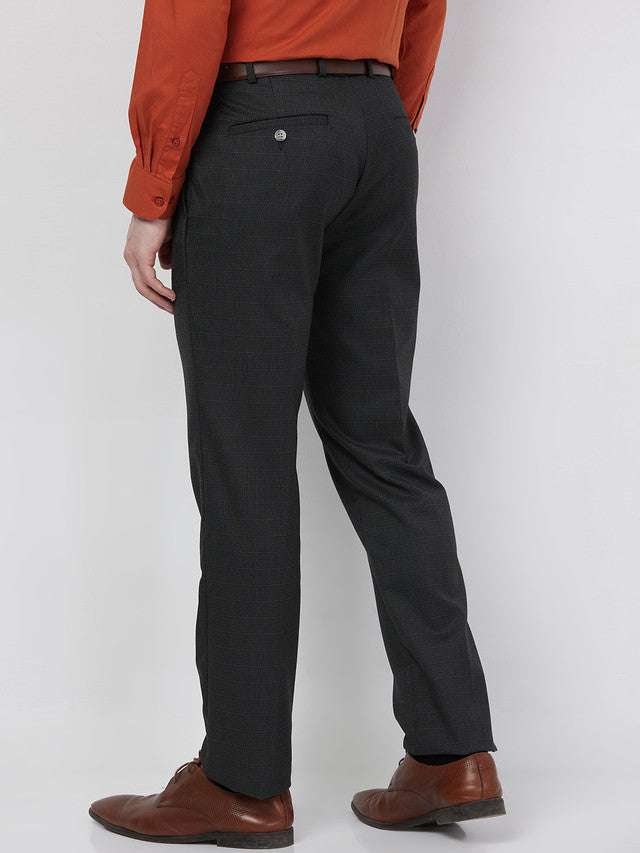 Raymond Men Grey Structure Slim Fit Polyester Blend Trouser