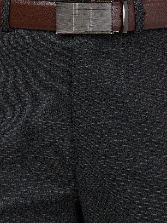Raymond Men Grey Structure Slim Fit Polyester Blend Trouser