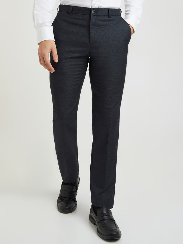 Raymond Men Blue Structure Slim Fit Polyester Blend Trouser