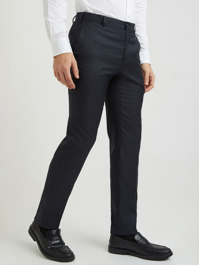 Raymond Men Blue Structure Slim Fit Polyester Blend Trouser