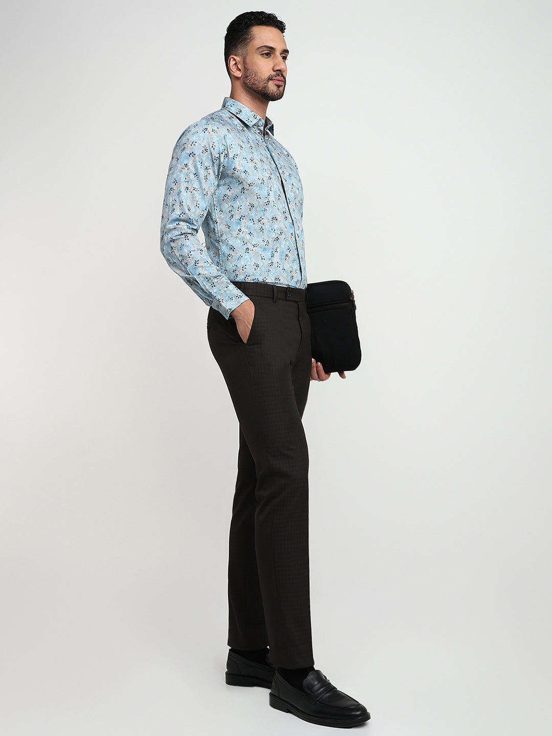 Raymond Men Blue Structure Slim Fit Polyester Blend Trouser