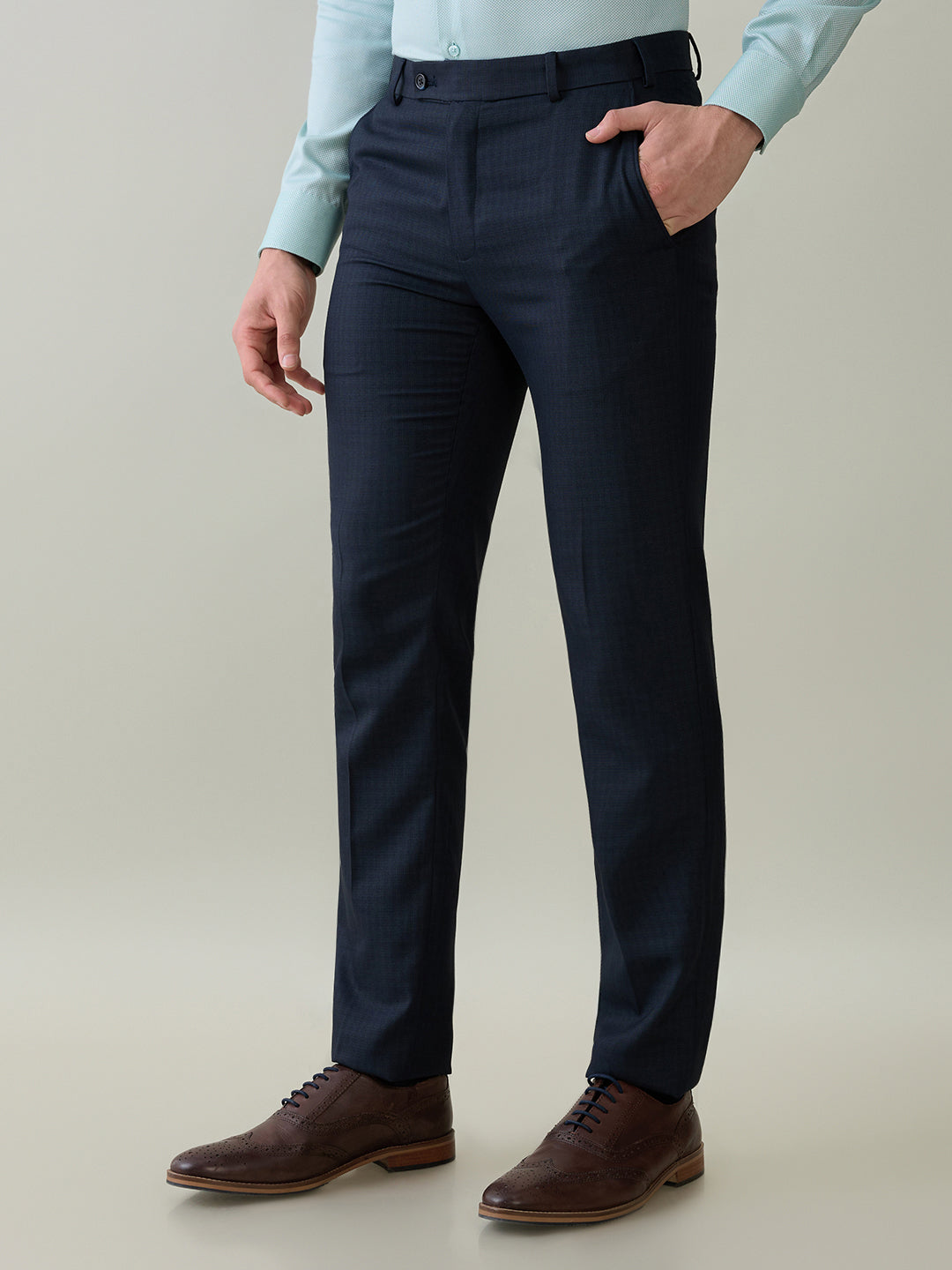 Raymond Men Brown Structure Slim Fit Polyester Blend Trouser