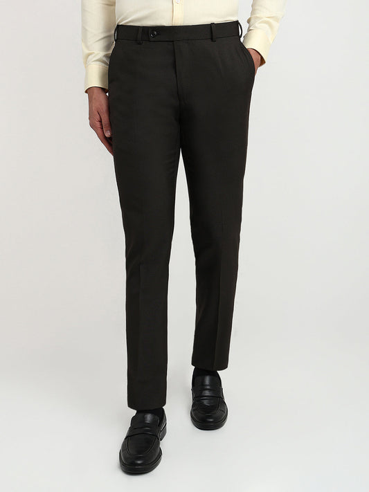 Raymond Men Brown Structure Slim Fit Polyester Blend Trouser