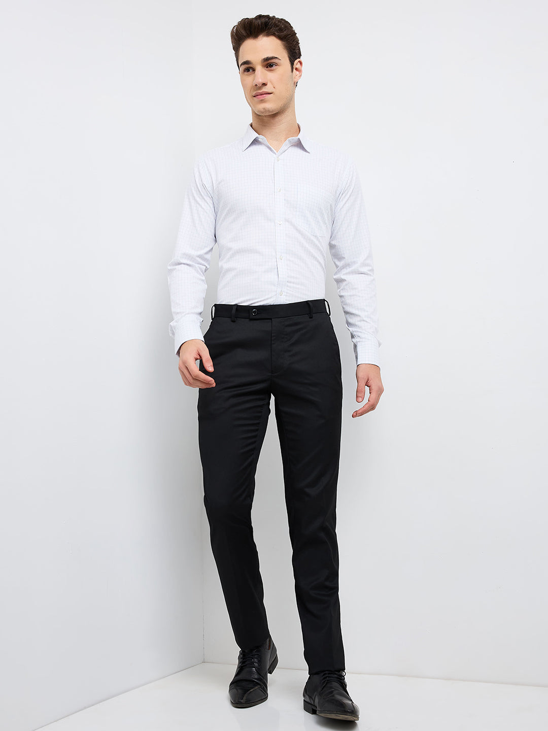 Raymond Men Black Structure Slim Fit Polyester Blend Trouser
