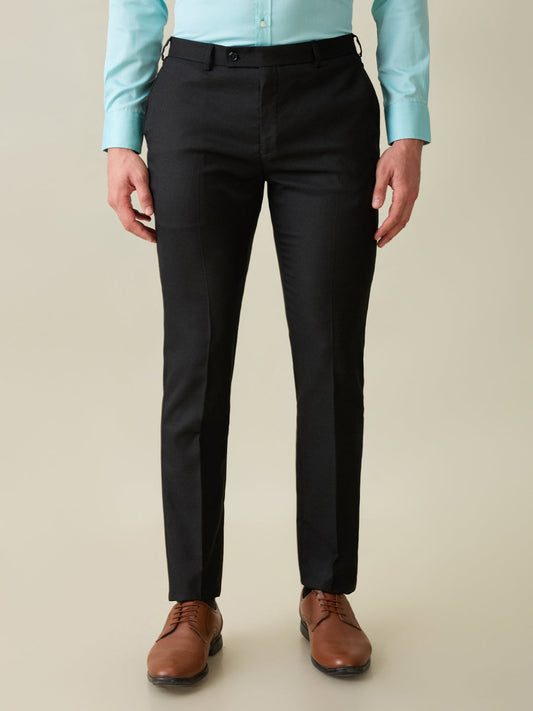 Raymond Men Grey Solid Slim Fit Polyester Blend Trouser