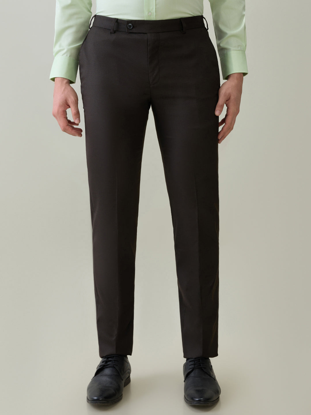 Raymond Men Brown Structure Slim Fit Polyester Blend Trouser