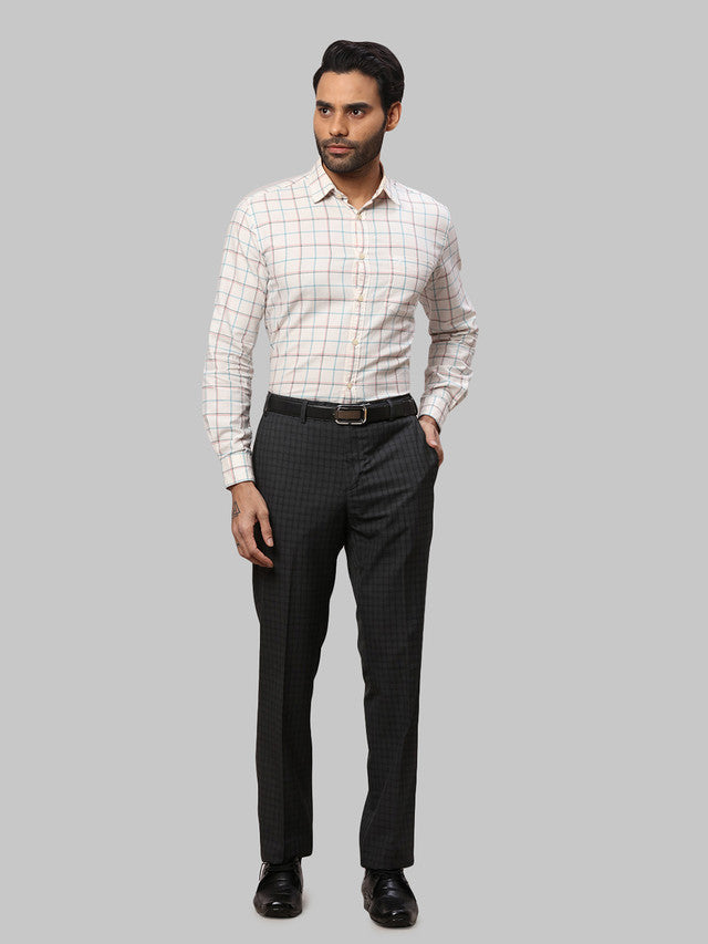 Raymond Grey Solid Contemporary Fit Polyester Blend Trouser