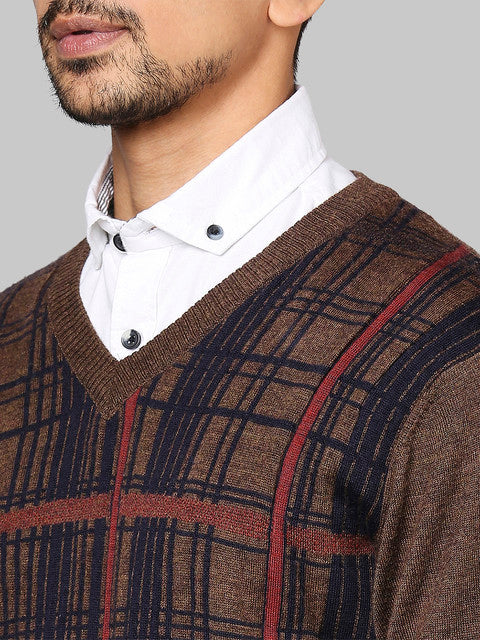 Raymond Men Brown Wrapper MerinoWool Sweater