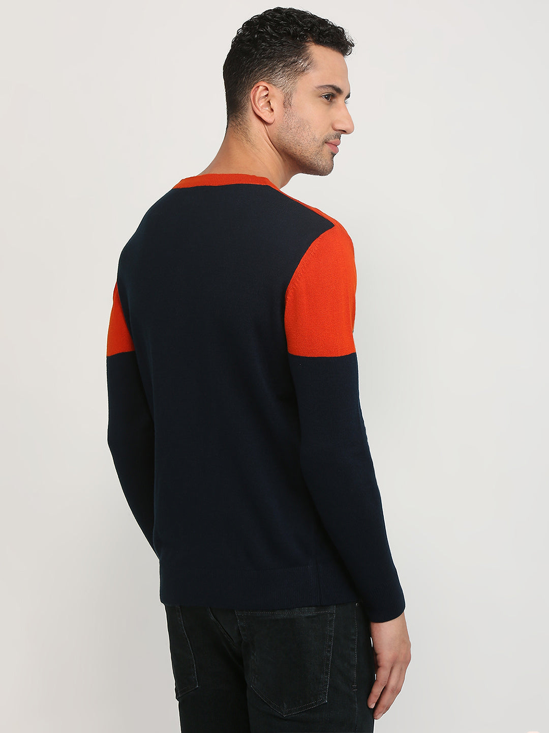 Raymond Men Orange Structure Acrylic Sweater