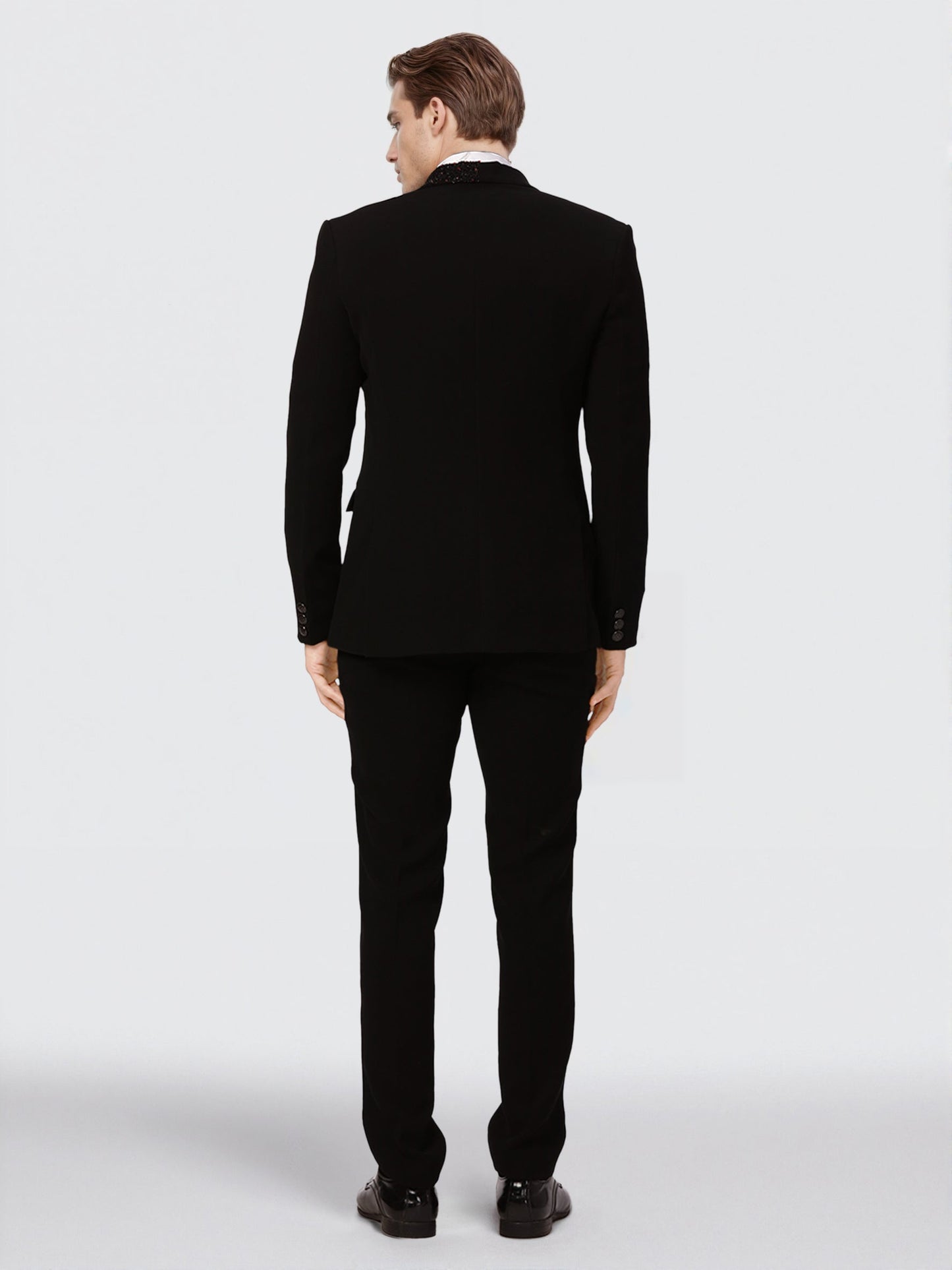 Ethnix by Raymond Men Black Embroidery Tailored fit Polyster Blend Suit