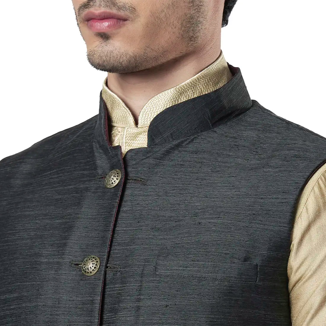 Men Purple Polyester Blend Bundi