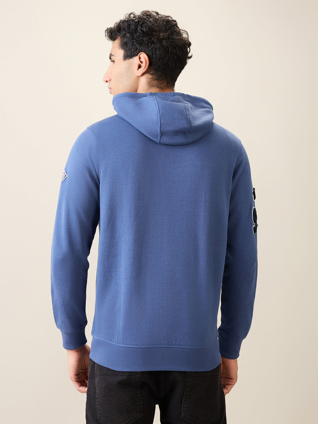 Parx Men Blue Graphic Regular Fit Cotton Blend Full Sleeve Sweatshirt