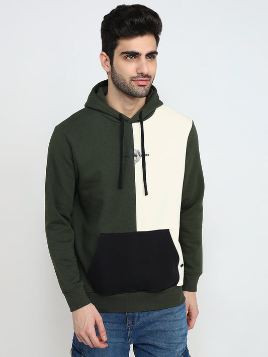 Parx Men Green Cut & Sew Regular Fit Cotton Blend Sweatshirt