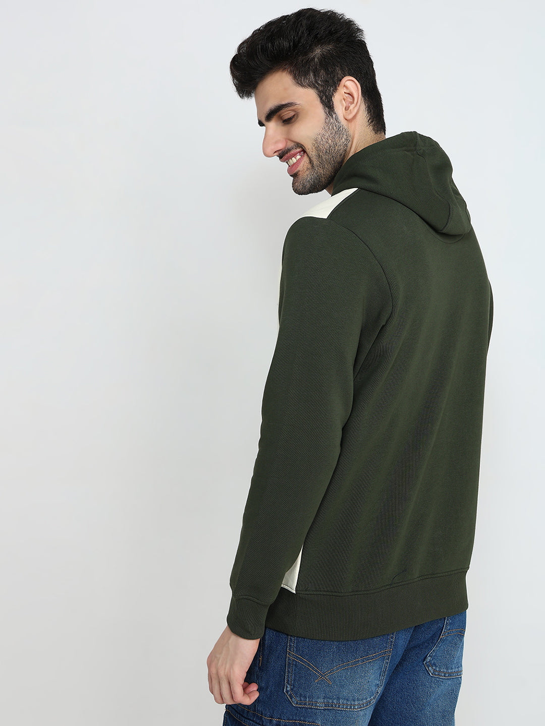 Parx Men Green Cut & Sew Regular Fit Cotton Blend Sweatshirt
