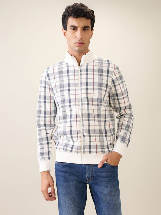 Parx Men White Printed Regular Fit Cotton Blend Sweatshirt