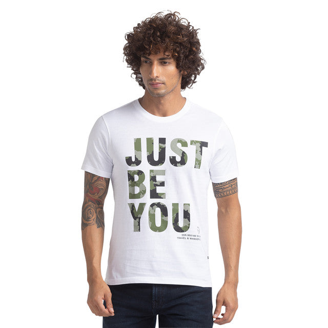 Parx Men White Graphic Print Regular Fit Half Sleeve Round Neck T-Shirt