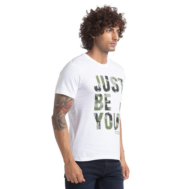 Parx Men White Graphic Print Regular Fit Half Sleeve Round Neck T-Shirt