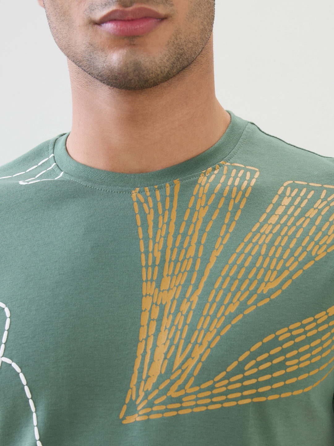 Parx Men Green Graphic Regular Fit Cotton Half Sleeve T-Shirt