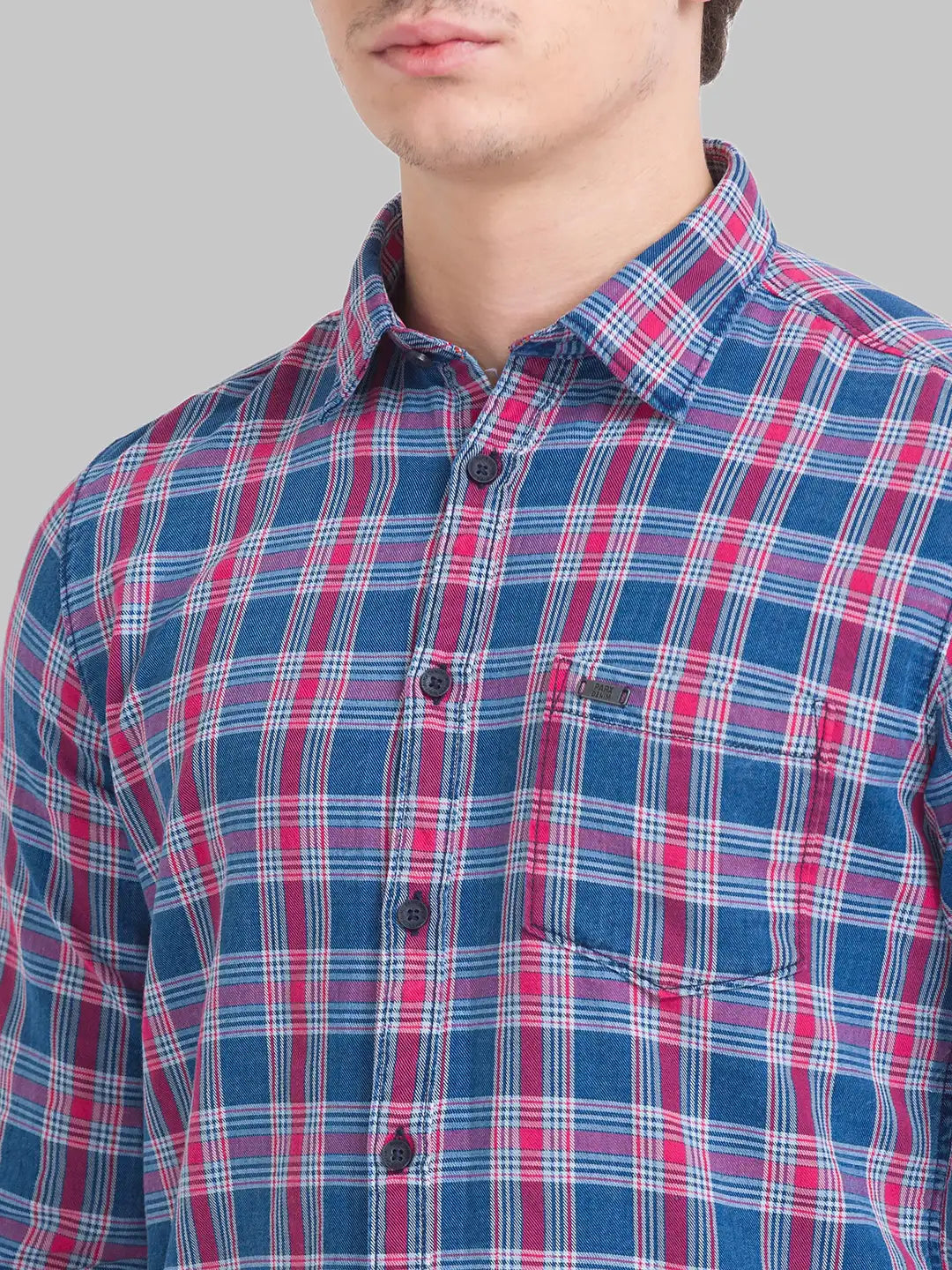 Men Red Slim Fit Checks Cotton Full Sleeve Shirts
