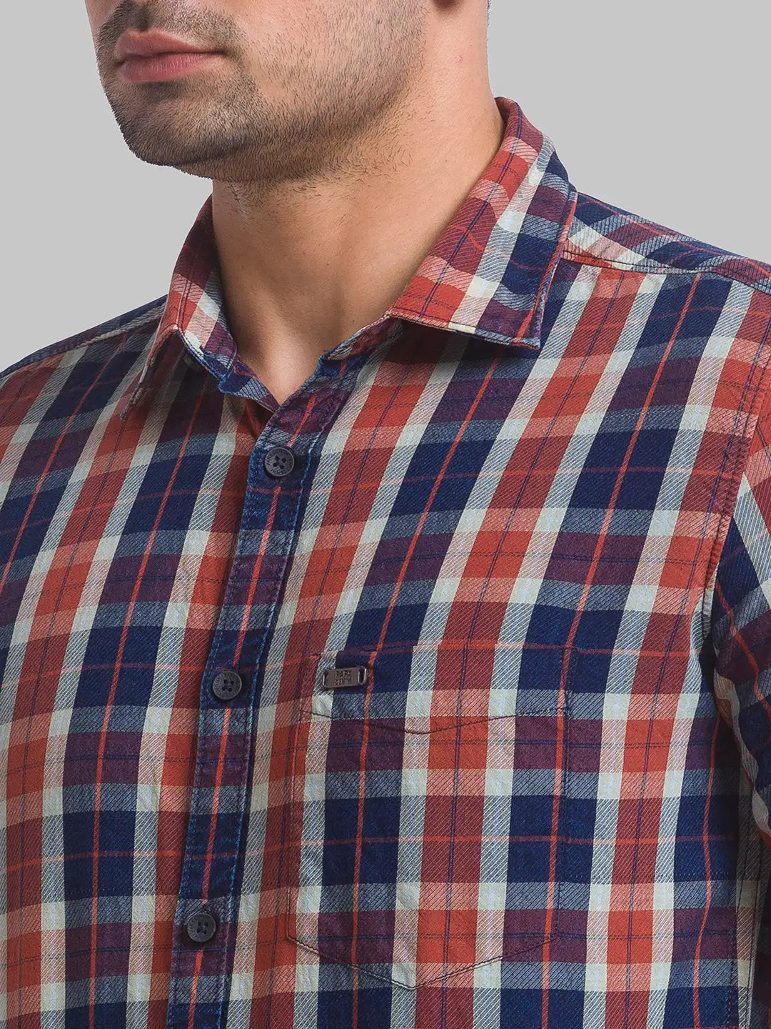 Men Red Slim Fit Checks Cotton Full Sleeve Shirts