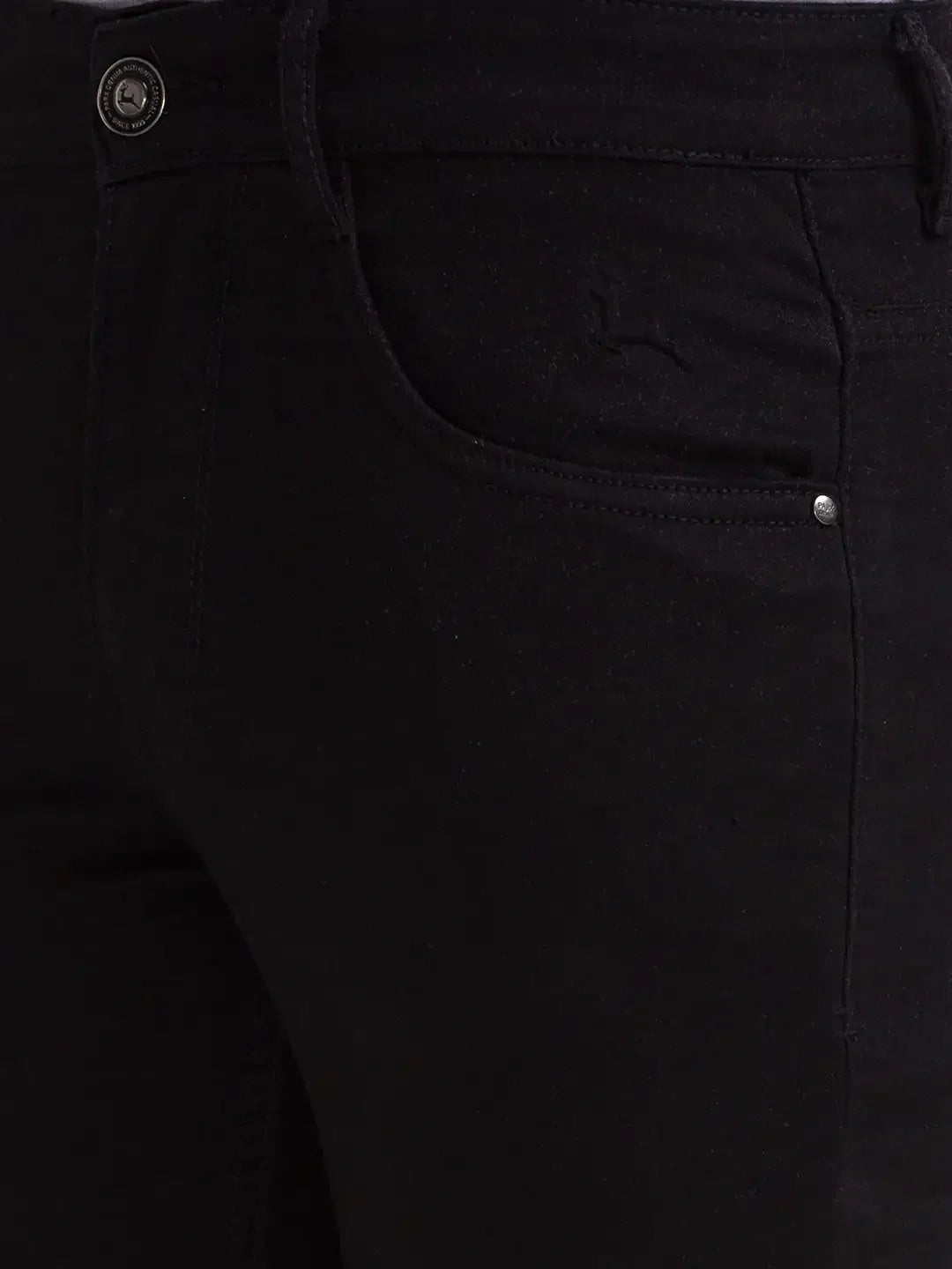 Men Black Skinny Cropped Fit Dobby Cotton Blend Jeans