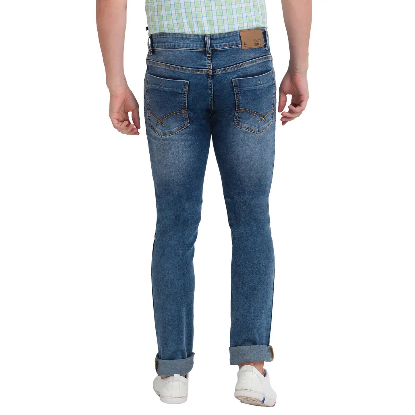 Men Blue Slim Tapered Fit Twill Cotton Blend Jeans